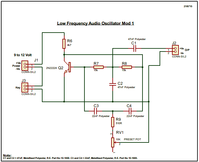 Low Frequency Audio Oscillator for Morse Code Practice