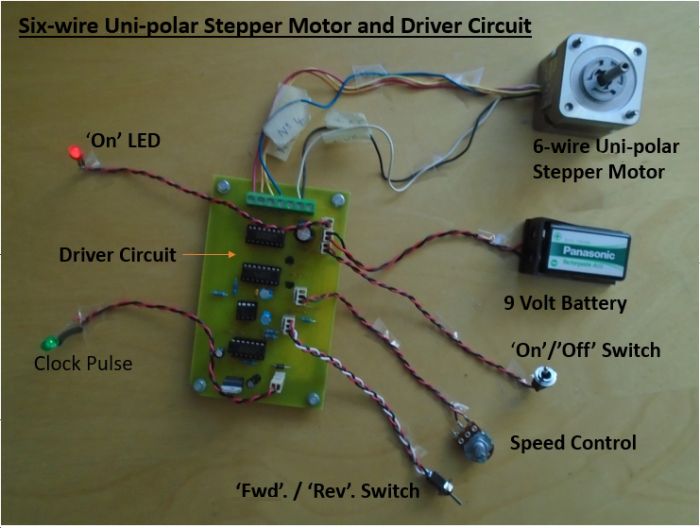 Unipolar stepper motor and driver circuit